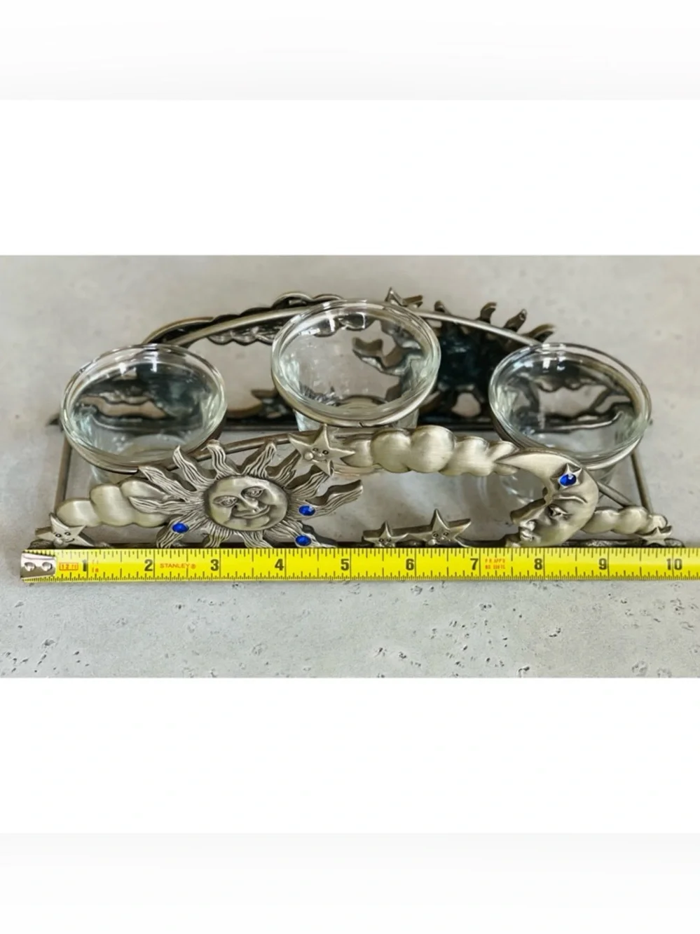 VTG Spoontiques Pewter Tea Light Votive Candle Holder Celestial Sun Moon Stars - Picture 6 of 9